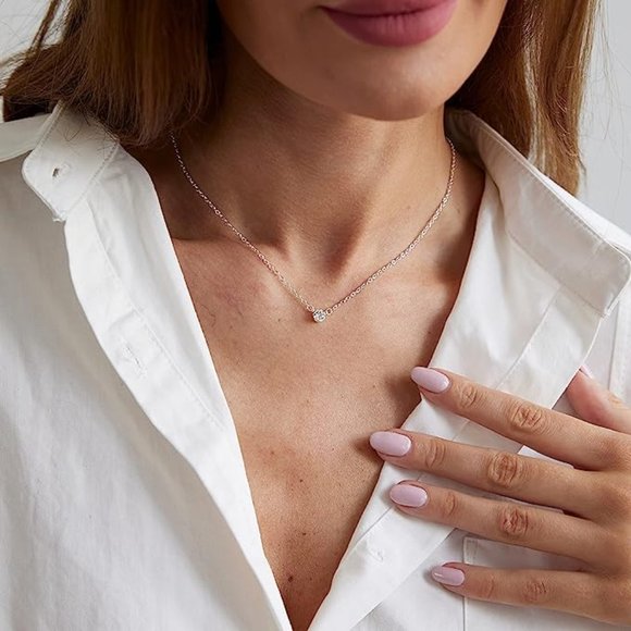 Women Dainty Leaf Necklace 14k Gold Plated Layered CZ Moon Necklace Simple - Picture 2 of 5